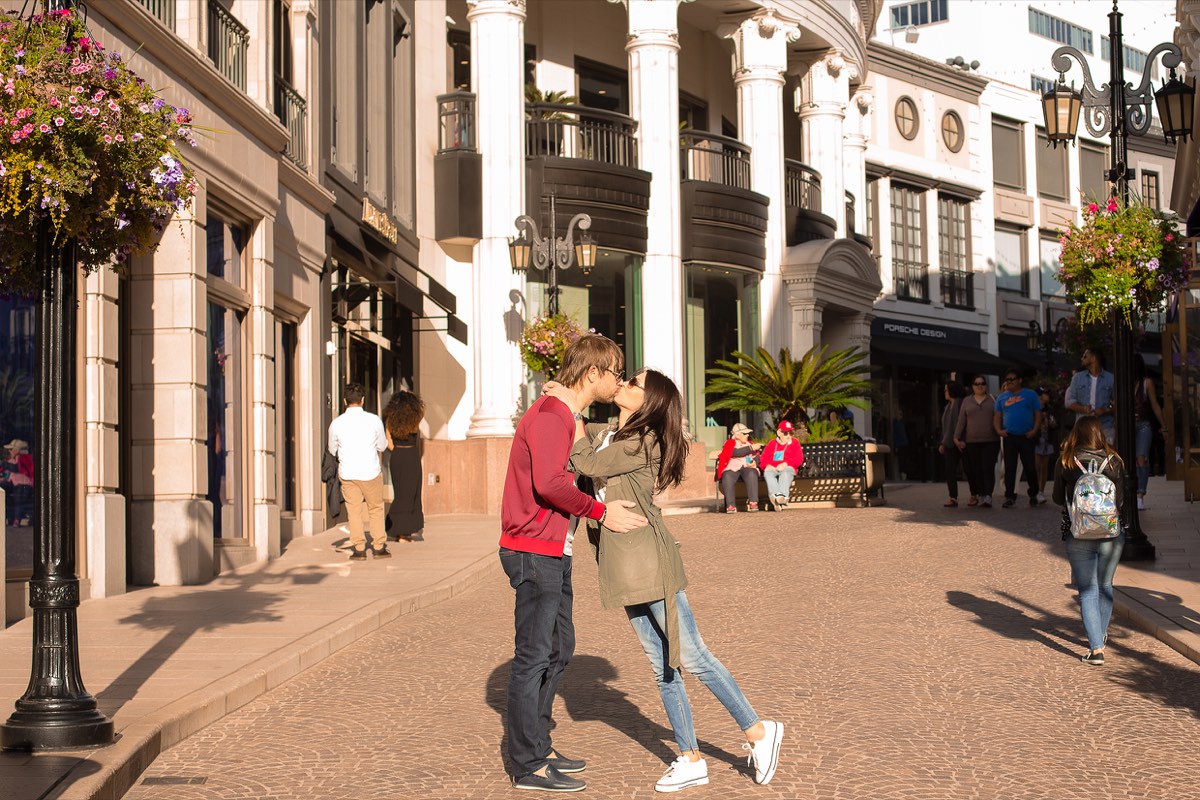 Couple at Two Rodeo, Beverly Hills, on a private LA day tour