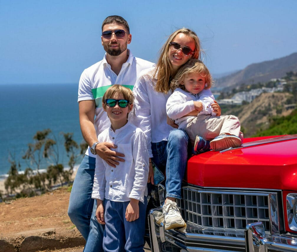 Family enjoying luxury tour of Los Angeles
