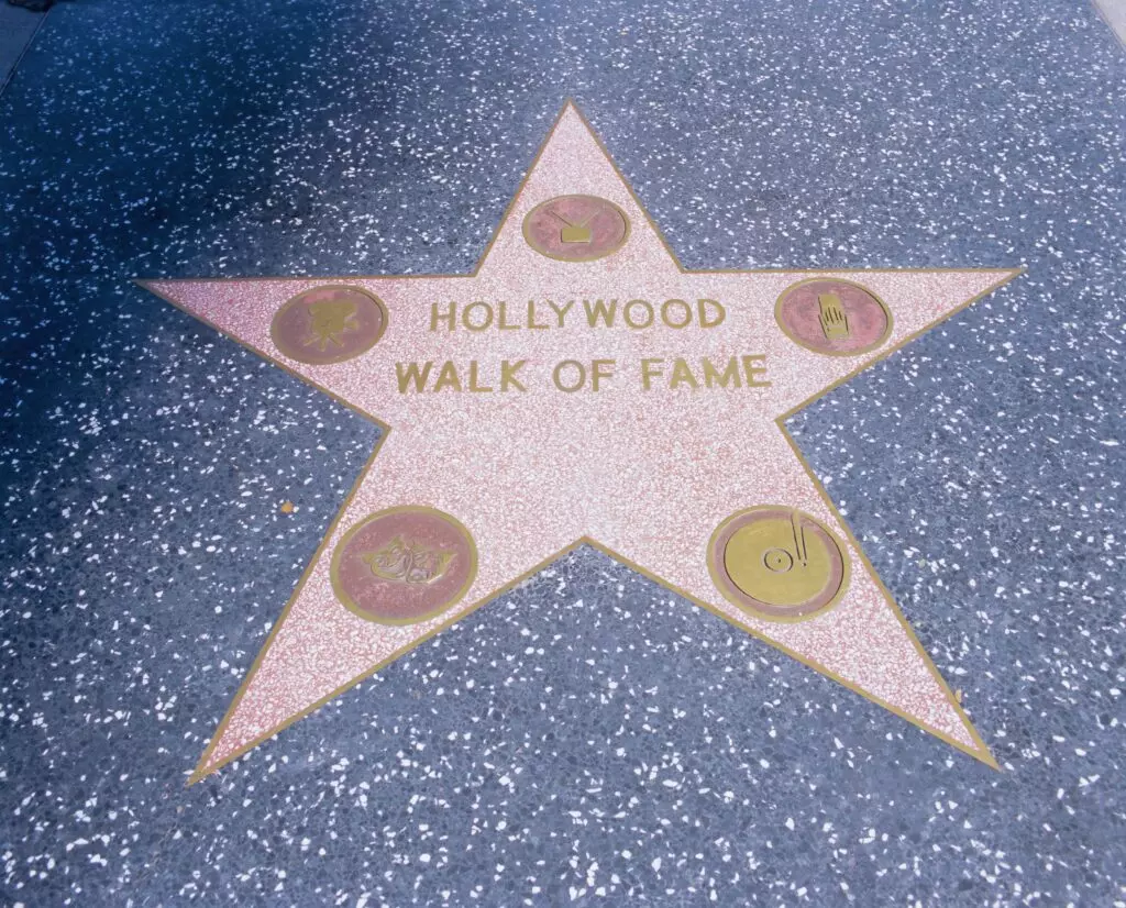 A star on the Hollywood Walk of Fame reading Hollywood Walk of Fame