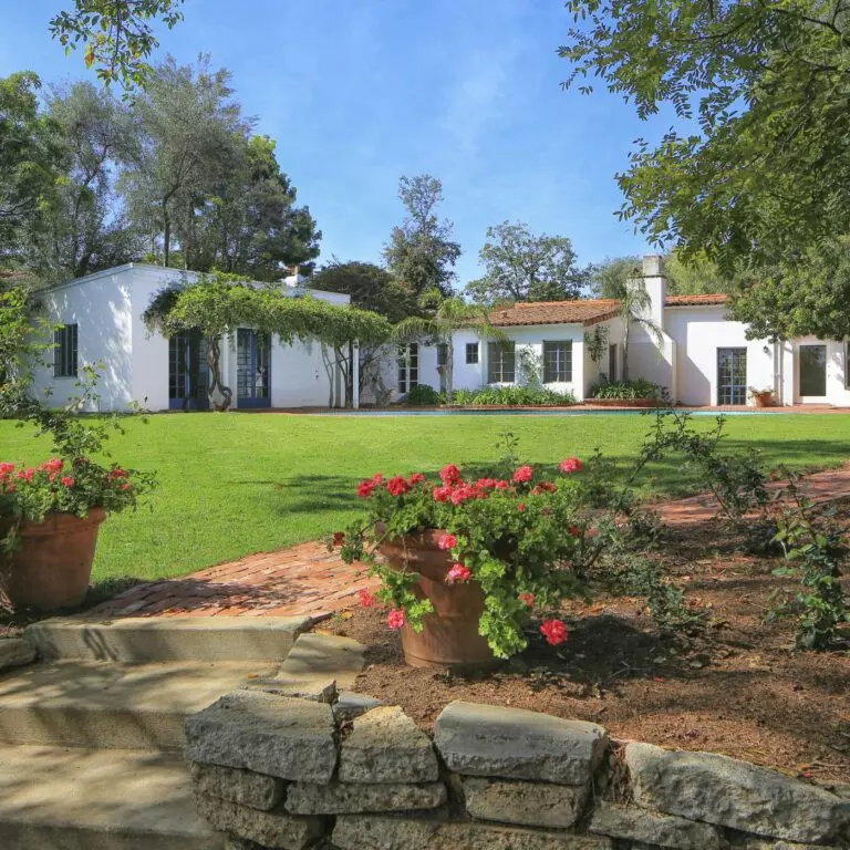 Marilyn Monroe's former Spanish-style home in Brentwood with its lawn and garden